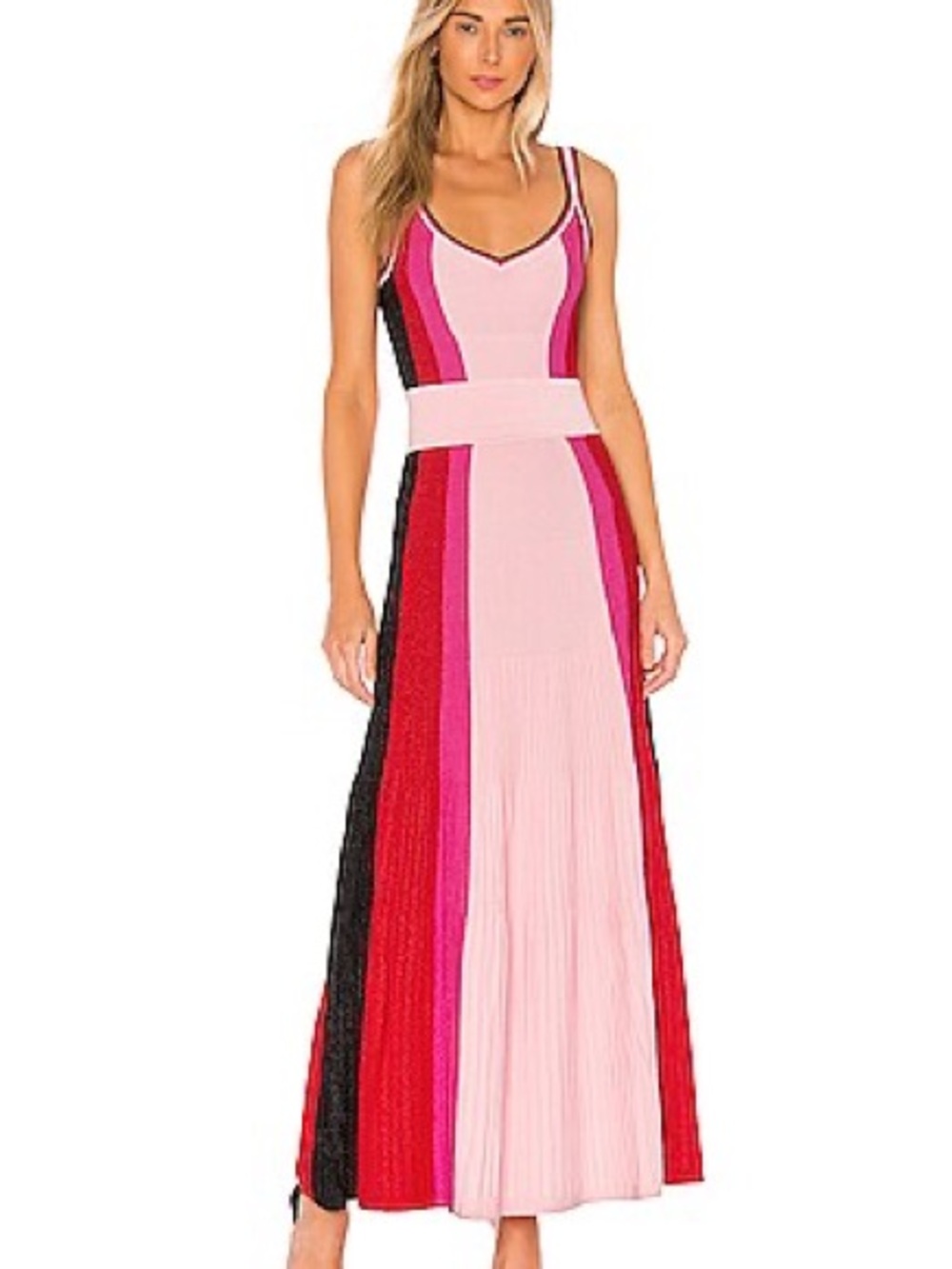 Elliatt Pink | Hot Pink & Black Ribbed Maxi Dress | NWOT | Size Small